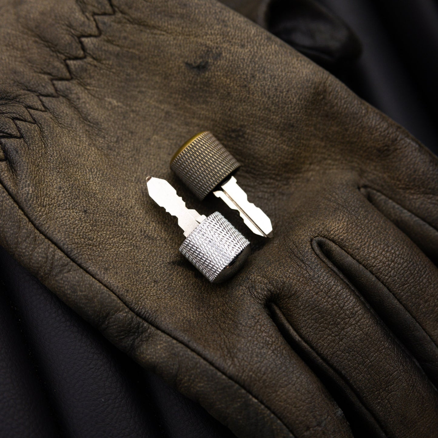 Alternative brass low profile key for motorcycles, designed for a sleek and durable ignition solution.