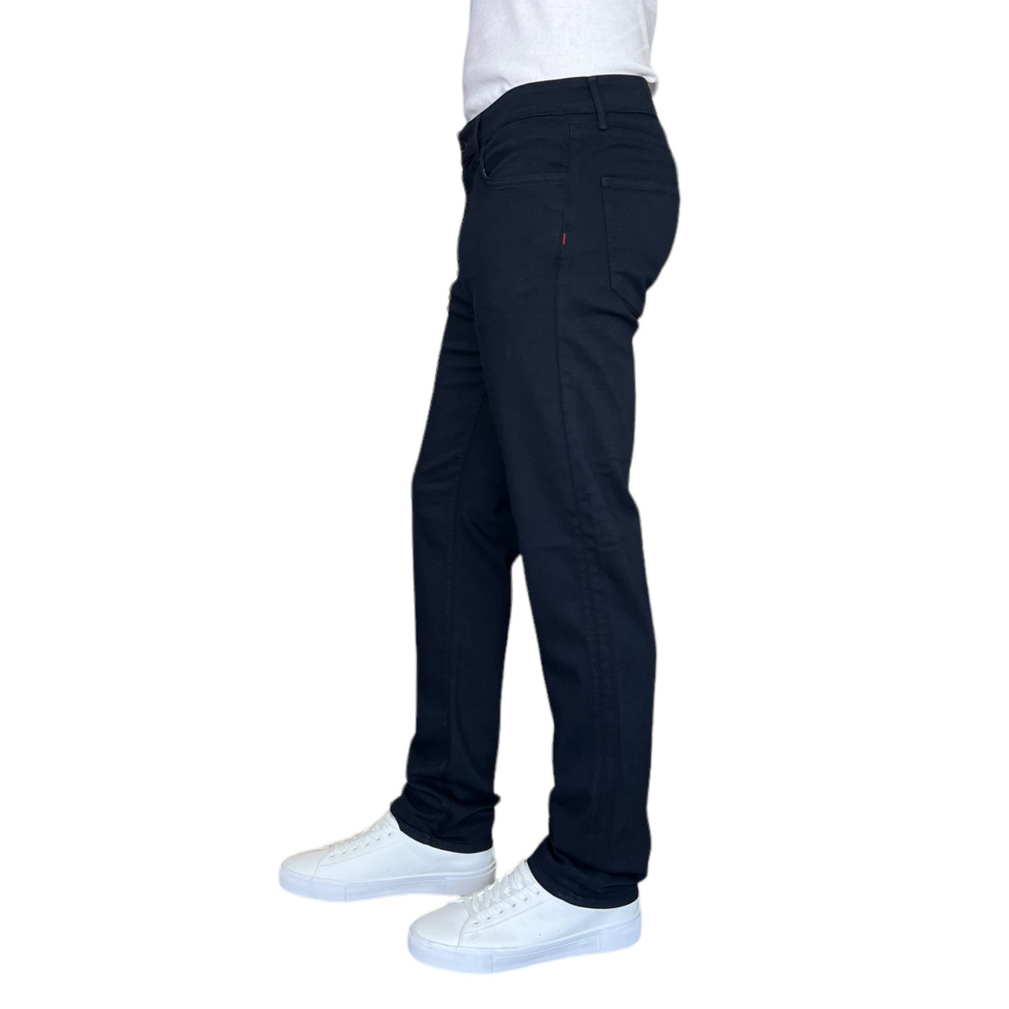 Navy colored athletic fit jeans for men. Featuring a modern slim fit, perfect for casual wear.