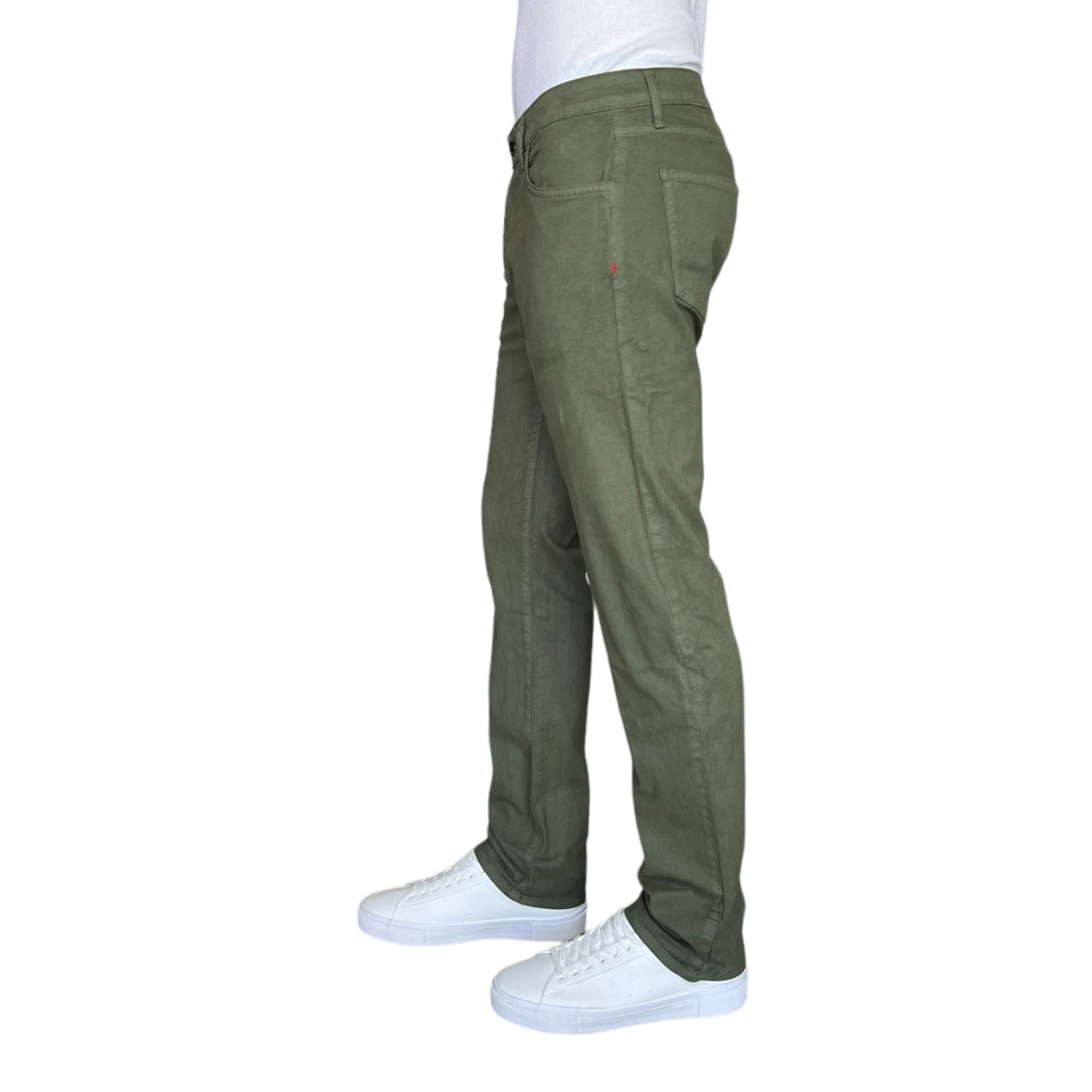 Sage colored athletic fit jeans for men. Featuring a modern slim fit, perfect for casual wear.