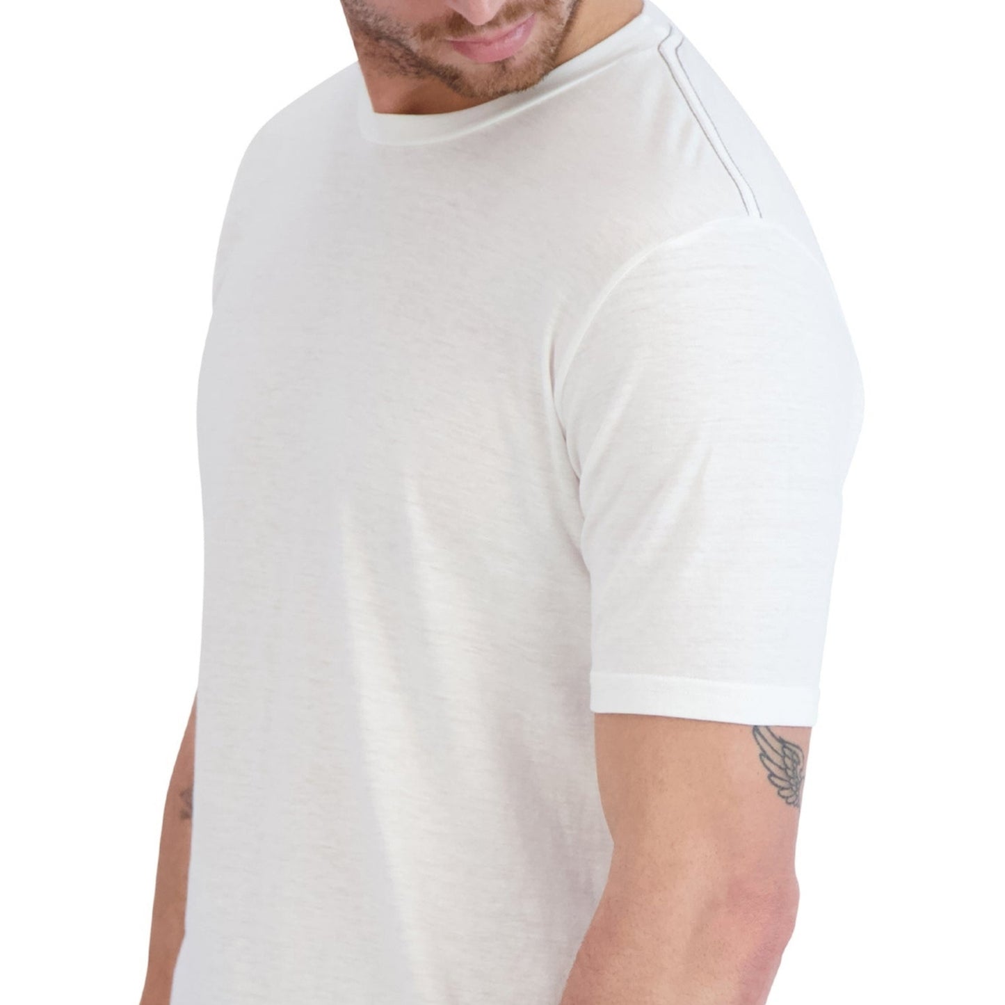 White tri-blend tee, soft and lightweight casual t-shirt for men.