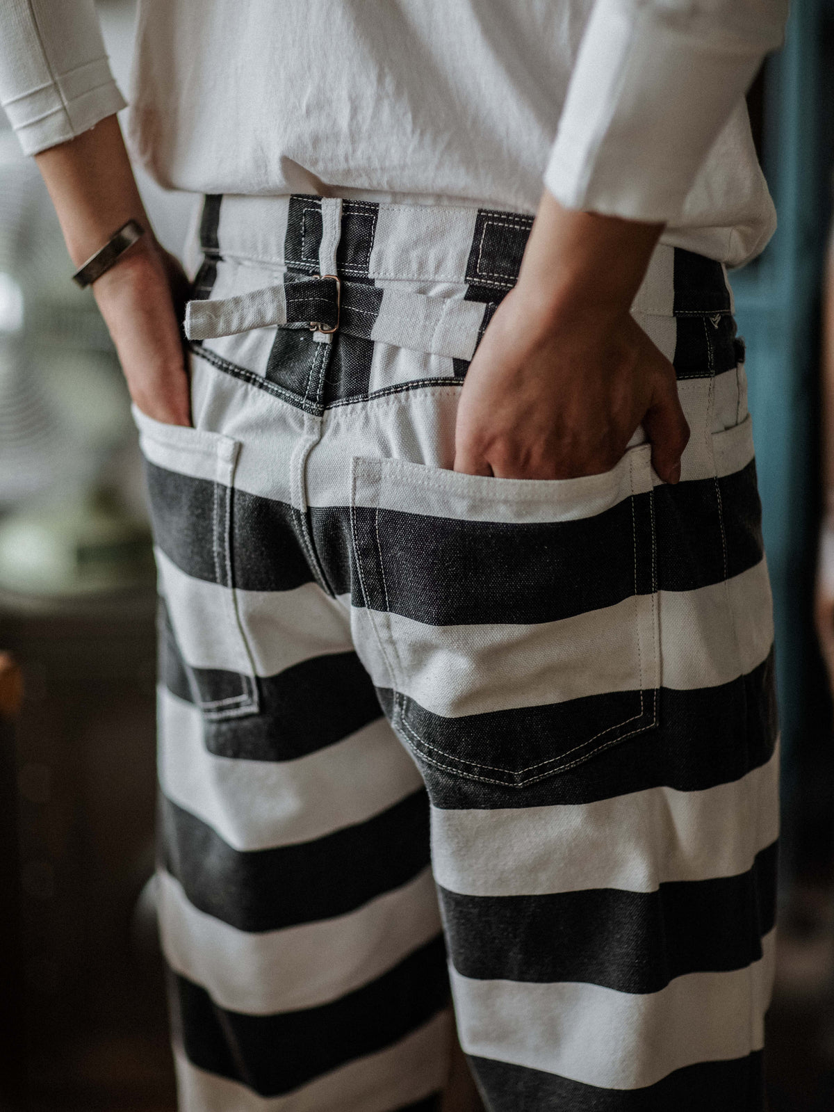 Wide Striped Prison Motorcycle Pant
