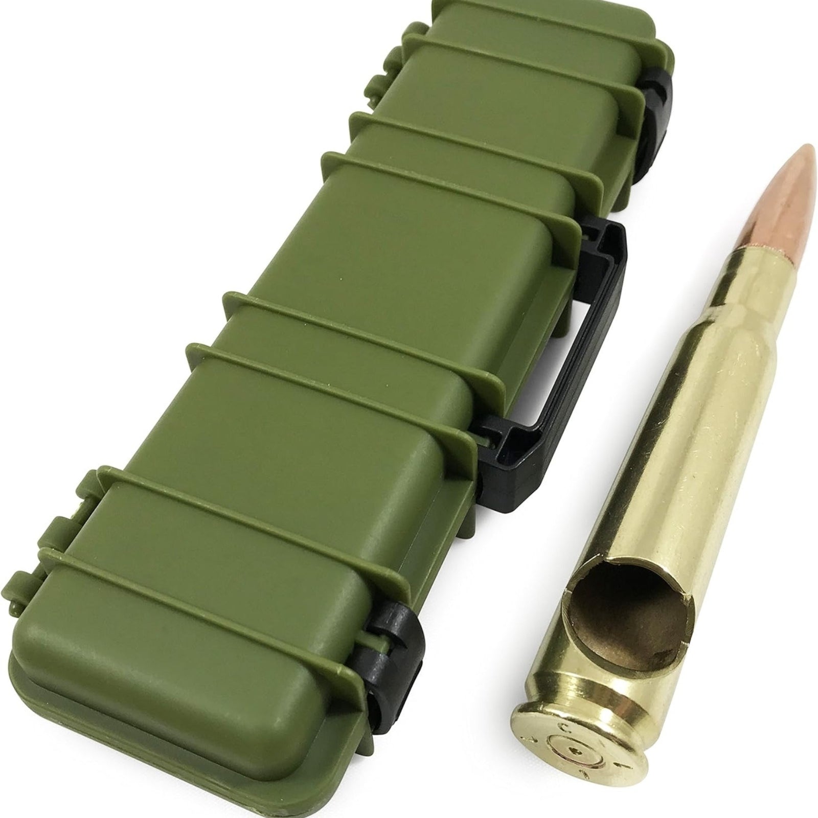 Bottle opener crafted from an authentic 50 cal casing, showcasing a rugged, military-inspired design for opening bottles with a unique, durable touch.
