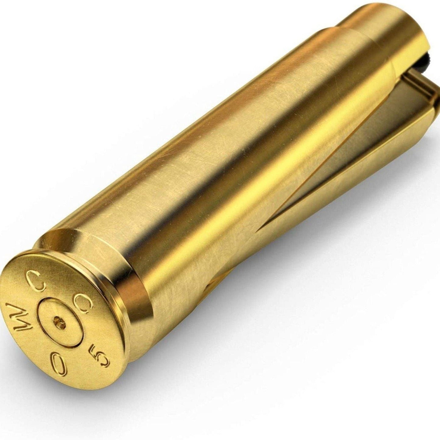 Unique 50 cal refillable brass lighter designed to resemble a bullet, featuring a durable, rugged finish and a convenient, practical design for lighting.