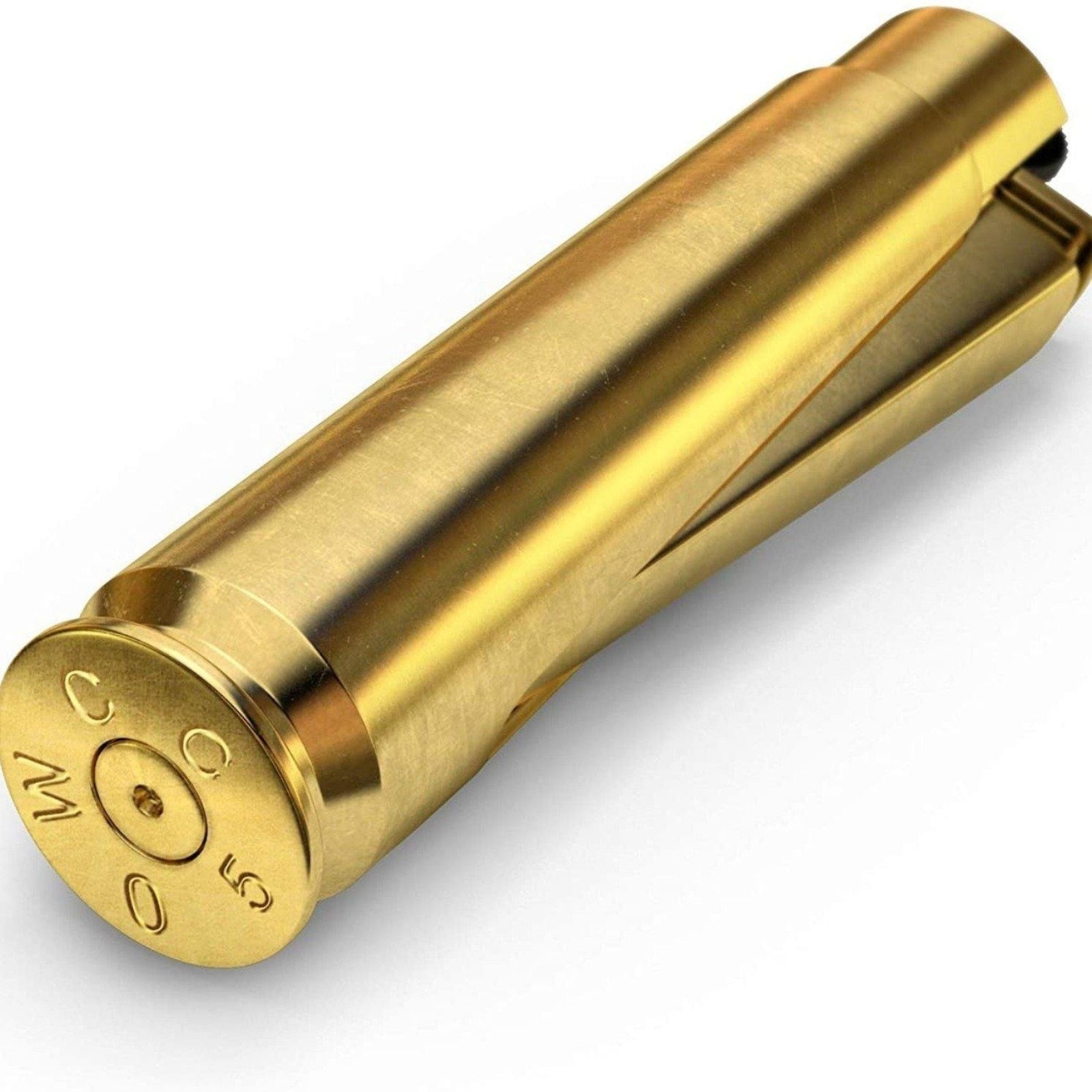 Unique 50 cal refillable brass lighter designed to resemble a bullet, featuring a durable, rugged finish and a convenient, practical design for lighting.
