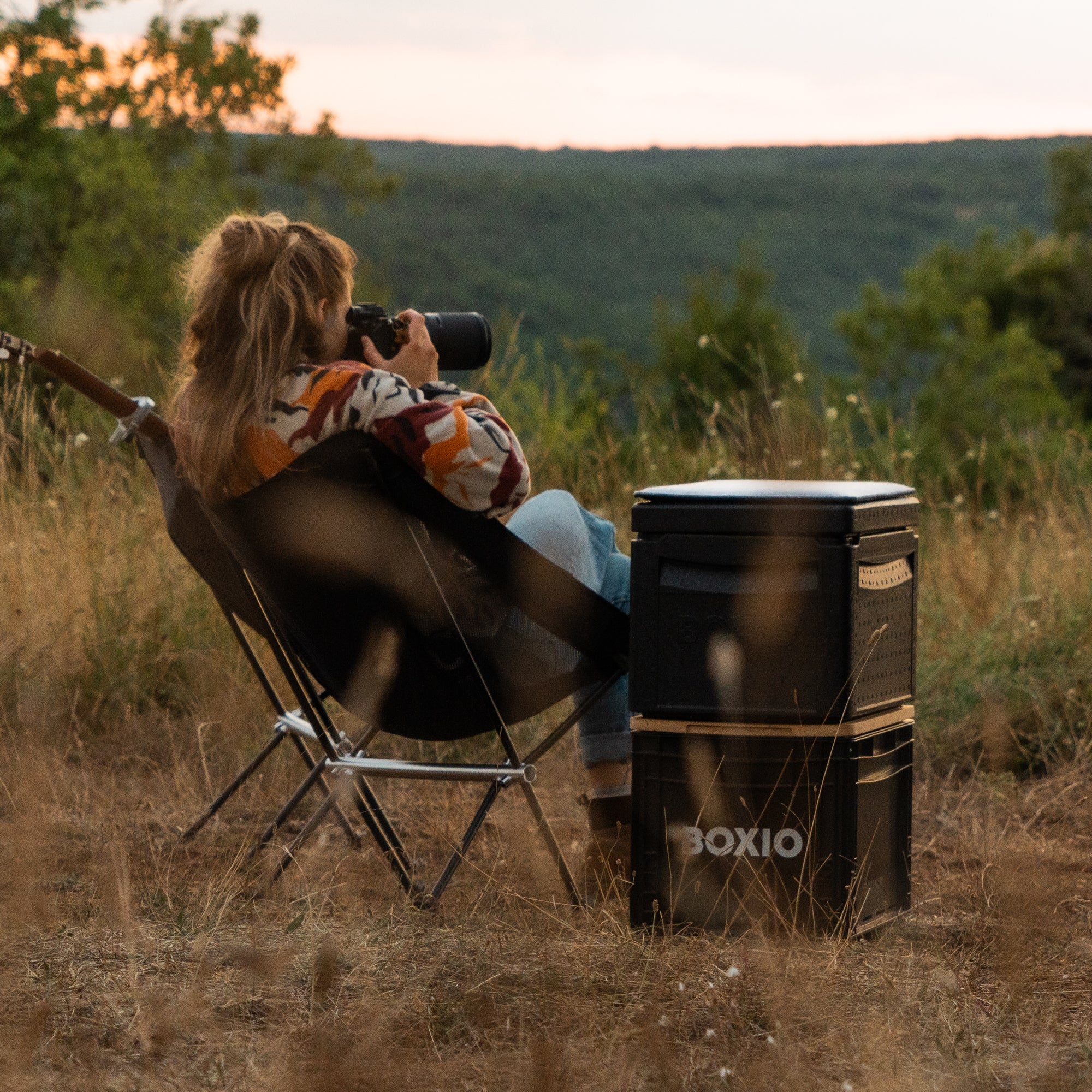 BOXIO CHAIR Set of 4 I set of camping chairs with box