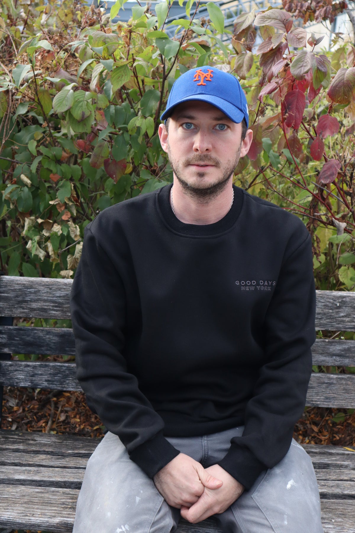 Good Days Tone On Tone Embroidered Crewneck - Black
