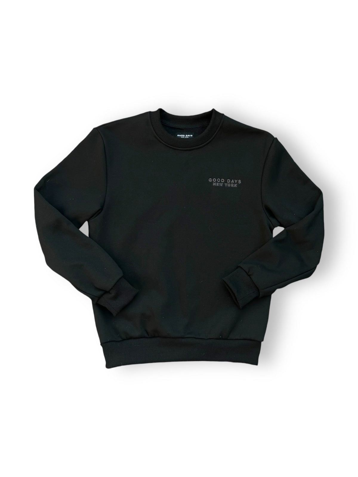 Good Days Tone On Tone Embroidered Crewneck - Black