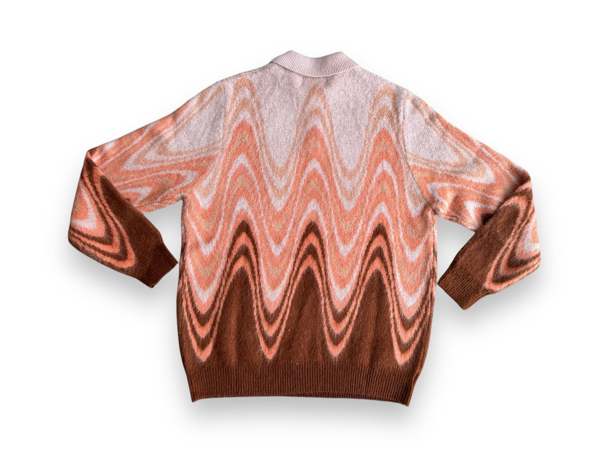 Ripple Knit Mohair Polo Sweater