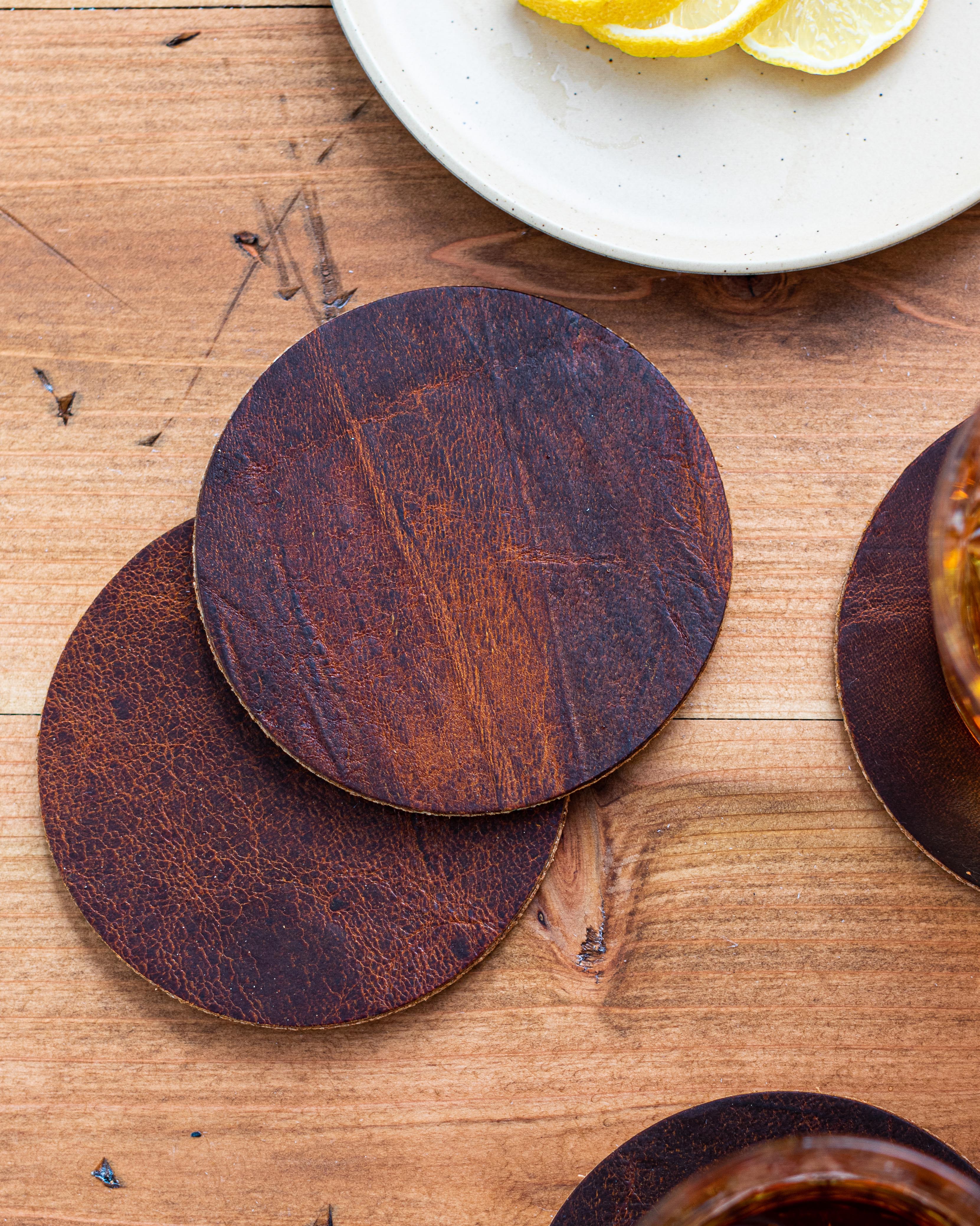 Moose Leather Coaster Set