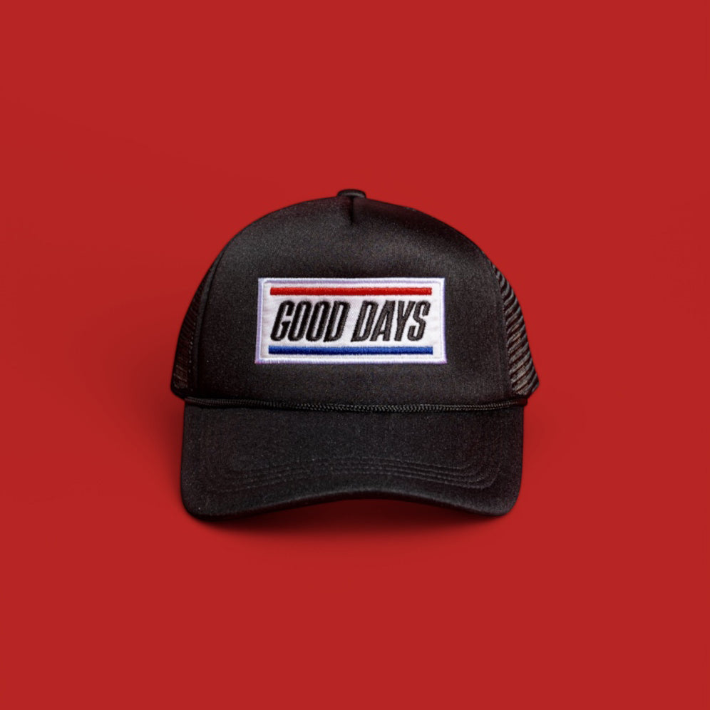 GOOD DAYS TRUCKER HAT RACING BLACK