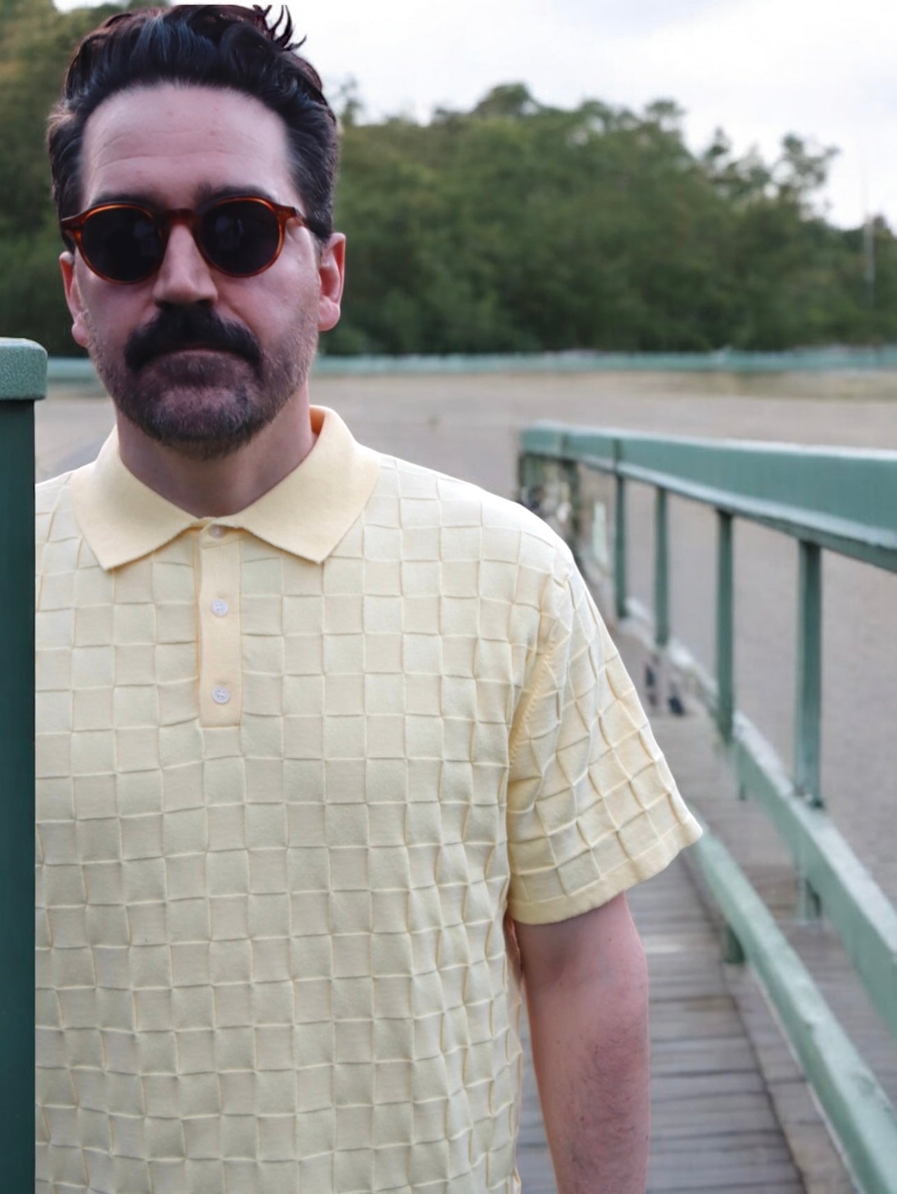 Palmetto Checkered Knit Polo - Butter Yellow