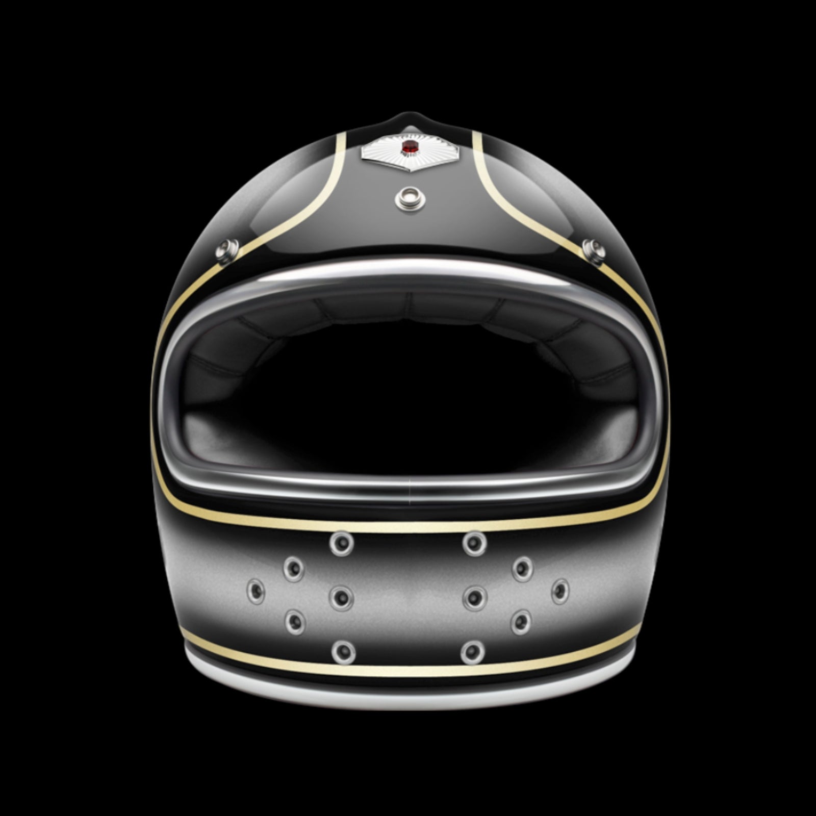 Ruby motorcycle helmet with sleek design and no fixed visor, vintage-inspired, high-quality helmet for motorcycle riders.