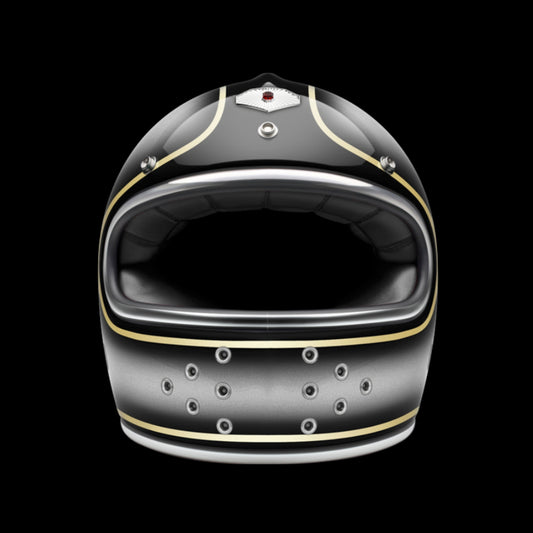 Ruby motorcycle helmet with sleek design and no fixed visor, vintage-inspired, high-quality helmet for motorcycle riders.