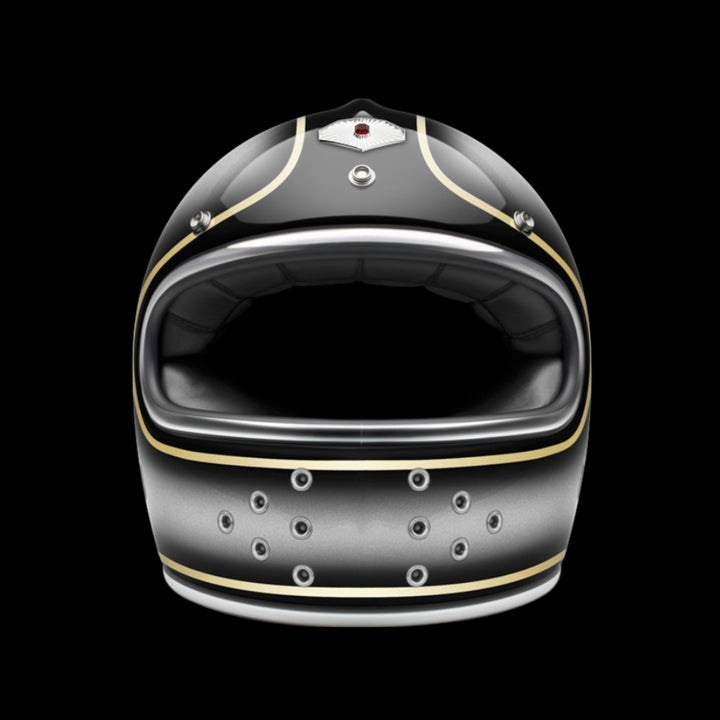 Ruby motorcycle helmet with sleek design and no fixed visor, vintage-inspired, high-quality helmet for motorcycle riders.