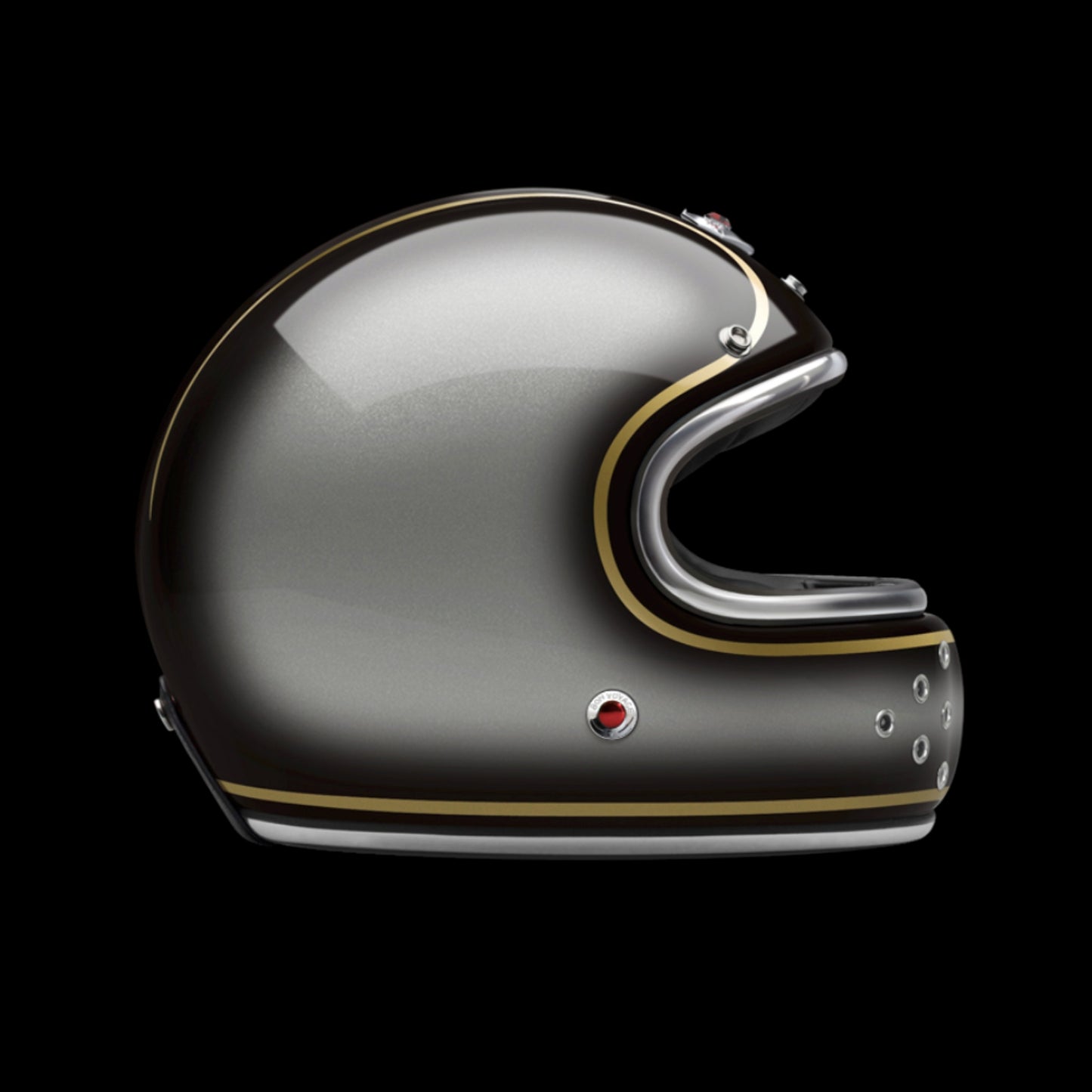Ruby motorcycle helmet with sleek design and no fixed visor, vintage-inspired, high-quality helmet for motorcycle riders.