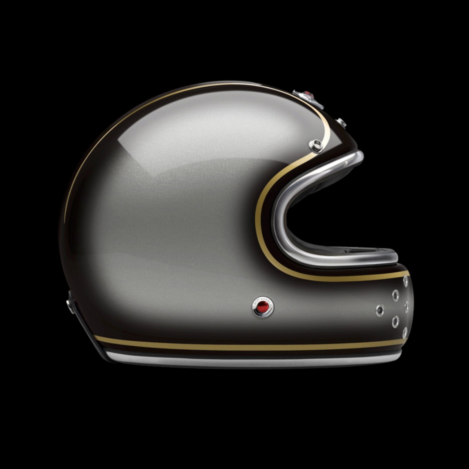 Ruby motorcycle helmet with sleek design and no fixed visor, vintage-inspired, high-quality helmet for motorcycle riders.