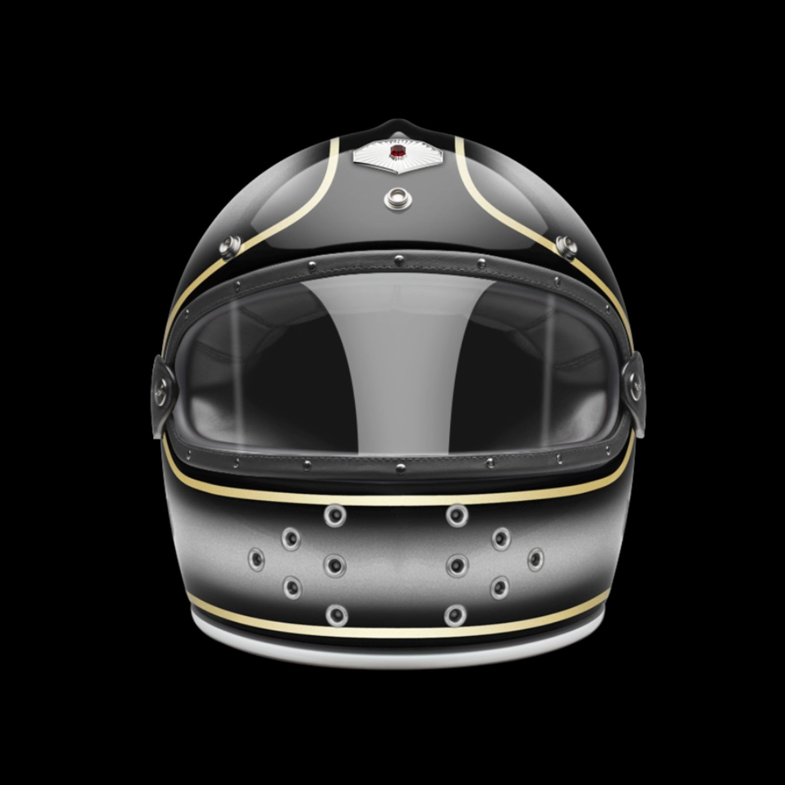 Ruby motorcycle helmet with sleek design and no fixed visor, vintage-inspired, high-quality helmet for motorcycle riders.