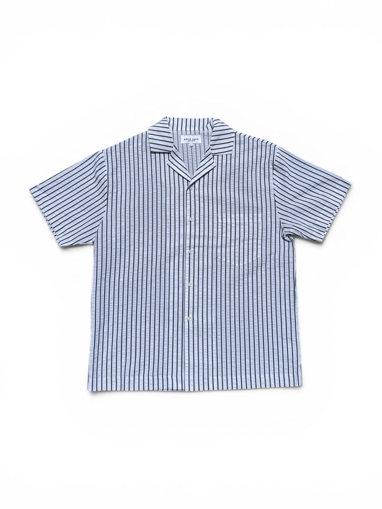 Sailor Seersucker Camp Shirt - Navy/White