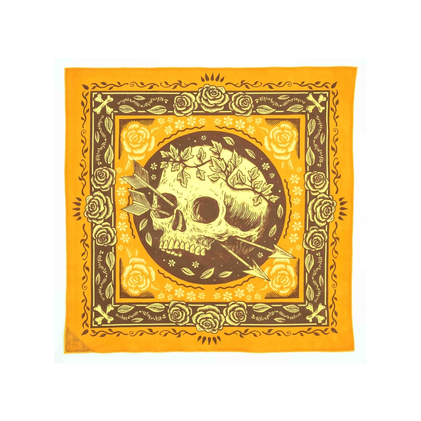 Bandana featuring skull and arrows design, stylish and edgy accessory for a bold, western-inspired look.