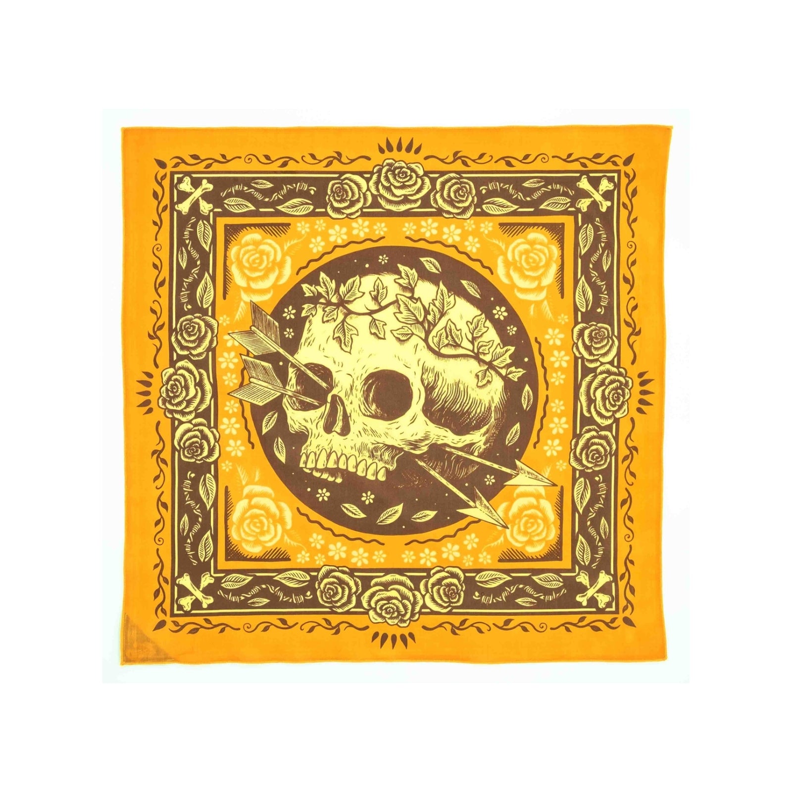 Bandana featuring skull and arrows design, stylish and edgy accessory for a bold, western-inspired look.