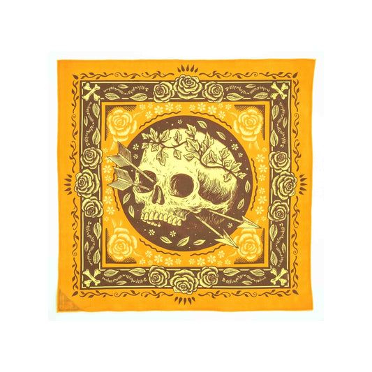Bandana featuring skull and arrows design, stylish and edgy accessory for a bold, western-inspired look.