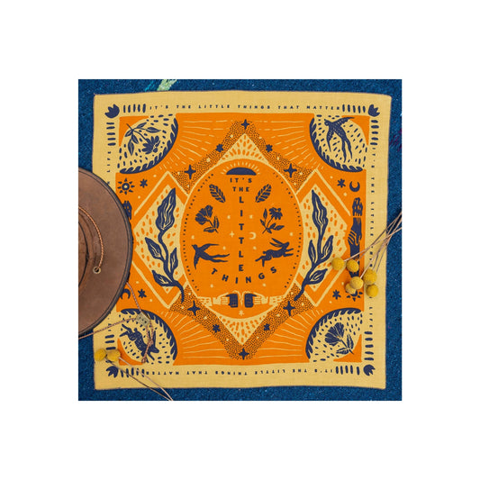 100% cotton bandana featuring Southwestern-inspired design, with vibrant patterns and cultural motifs for a bold, stylish accessory.
