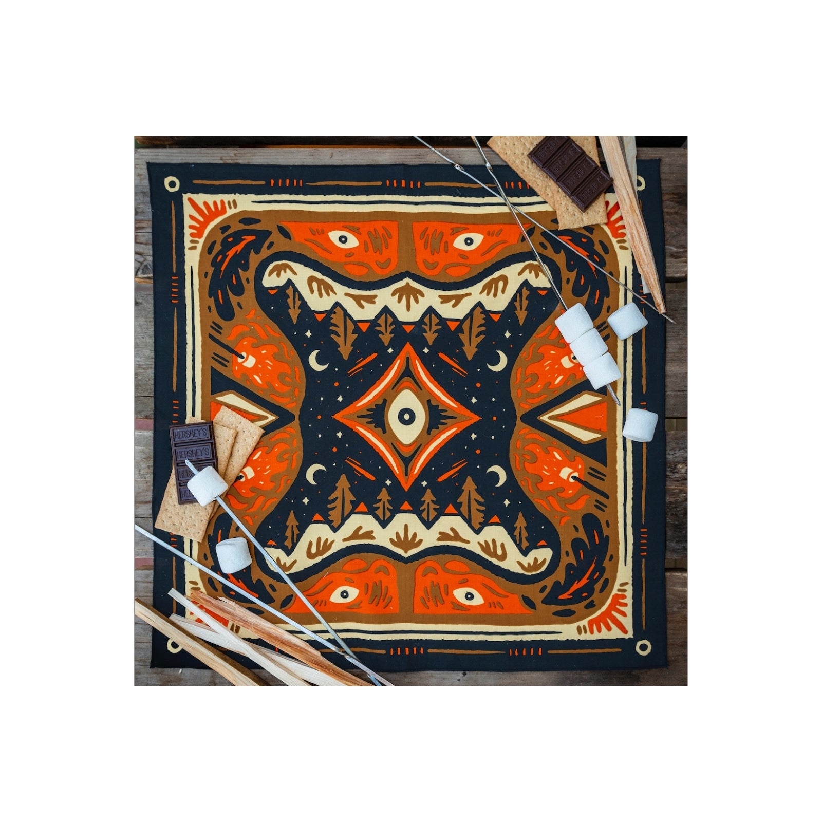 100% organic cotton bandana with vintage vibes, featuring a retro design for a timeless accessory.