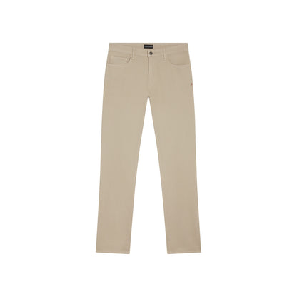 Beige athletic fit chino pants for men. Featuring a modern slim fit, perfect for casual wear.