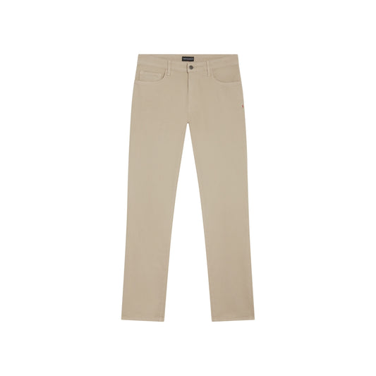 Beige athletic fit chino pants for men. Featuring a modern slim fit, perfect for casual wear.