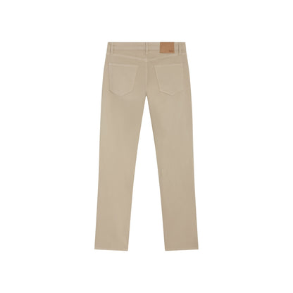 Beige athletic fit chino pants for men. Featuring a modern slim fit, perfect for casual wear.