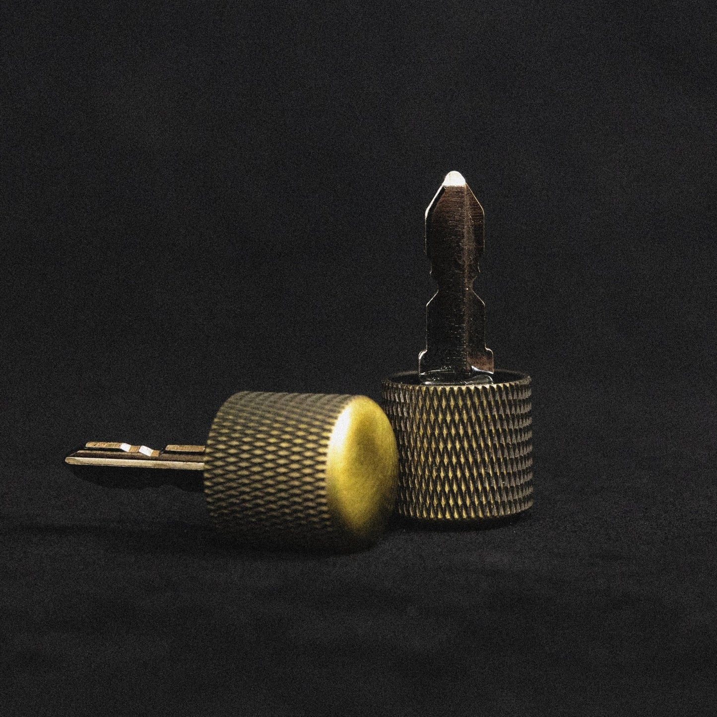 Alternative brass low profile key for motorcycles, designed for a sleek and durable ignition solution.