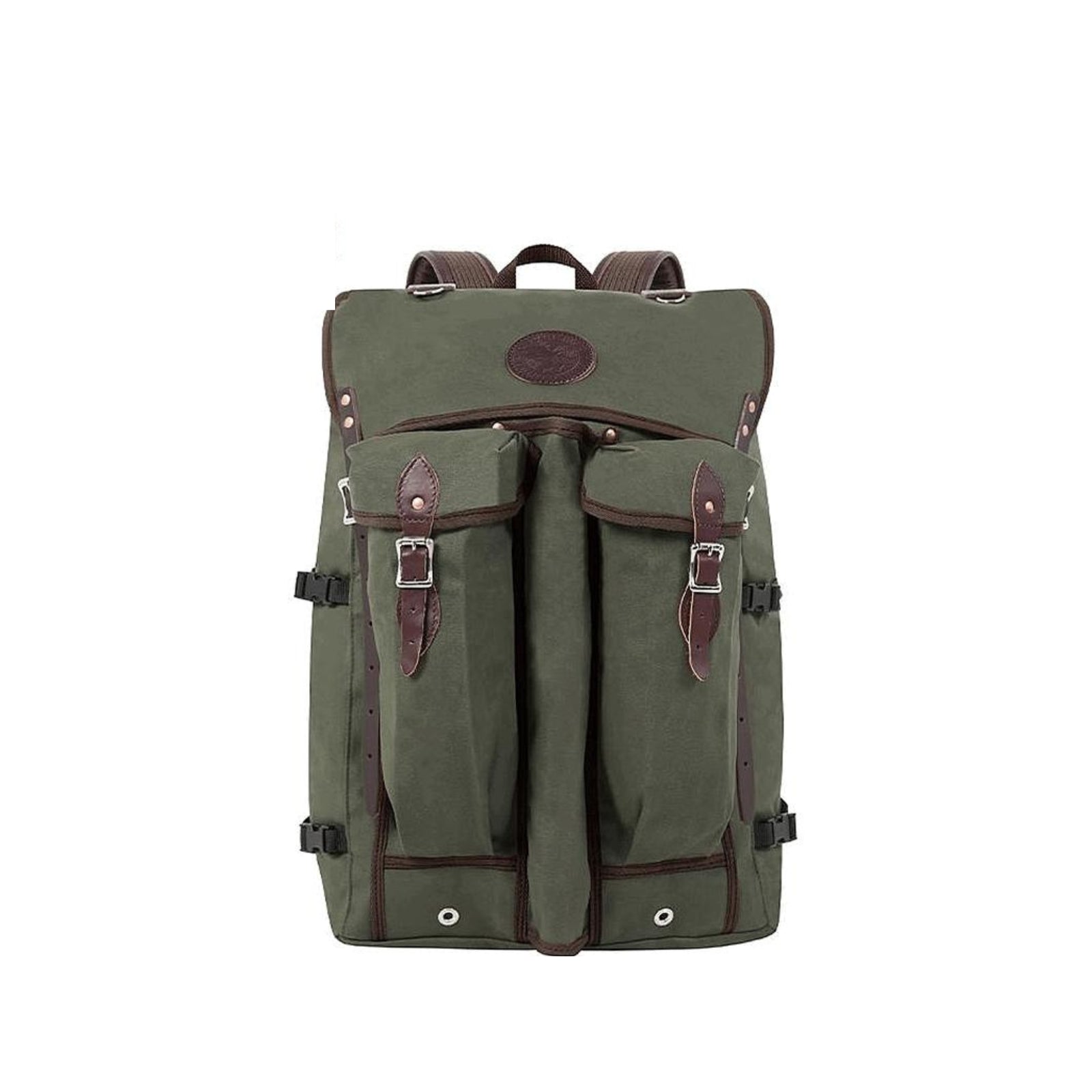 Rugged, durable camp backpack made in the USA, designed for the outdoor wilderness and multiple compartments for gear.