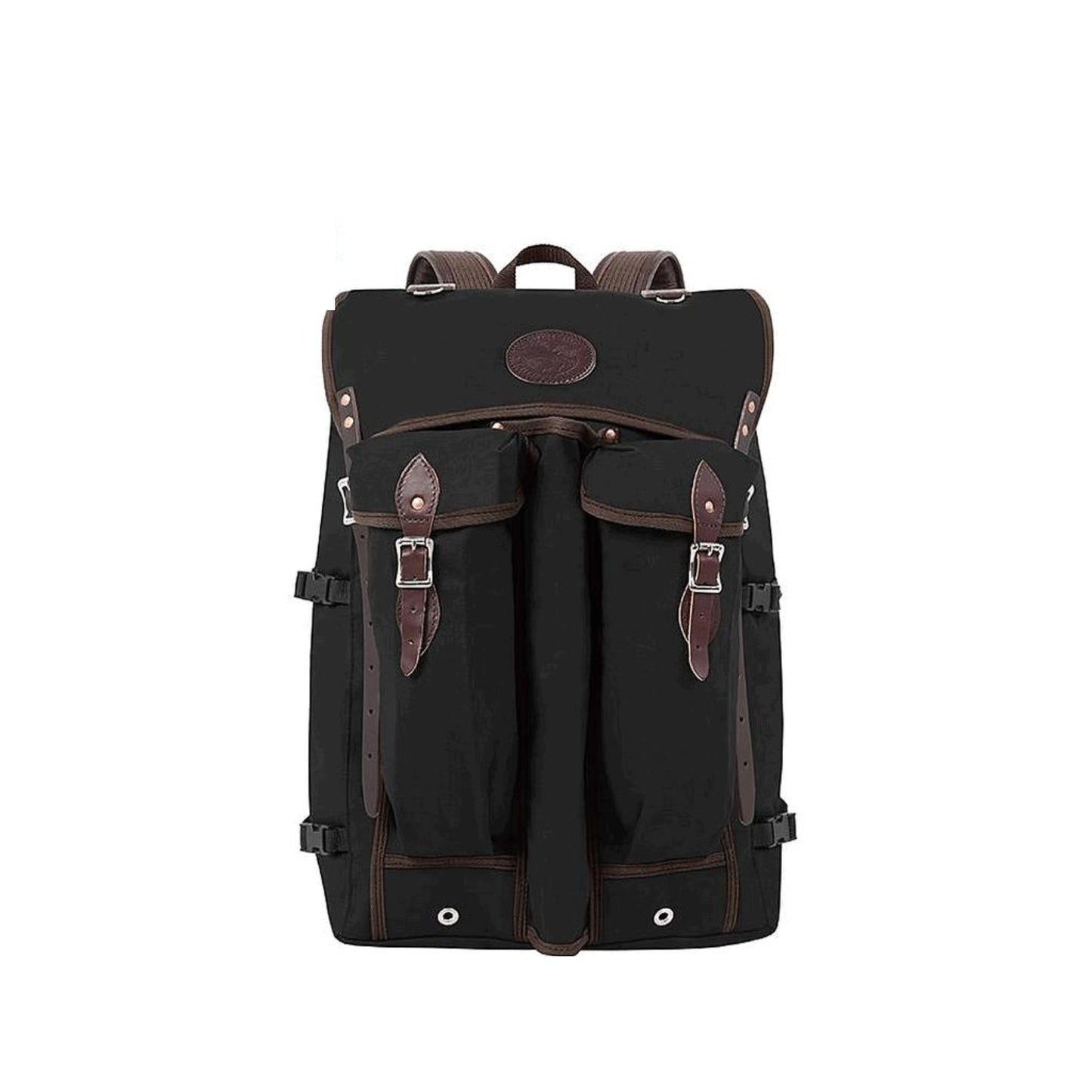 Rugged, durable camp backpack made in the USA, designed for the outdoor wilderness and multiple compartments for gear.