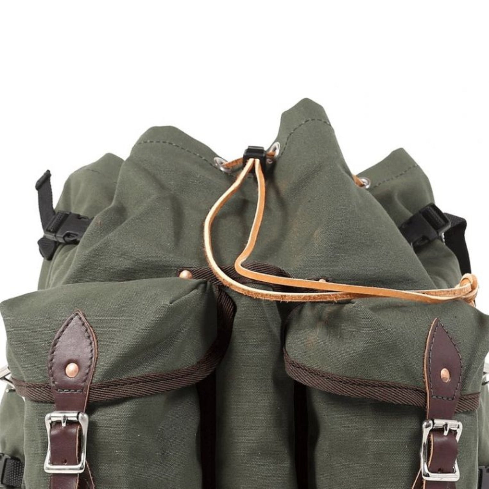 Rugged, durable camp backpack made in the USA, designed for the outdoor wilderness and multiple compartments for gear.