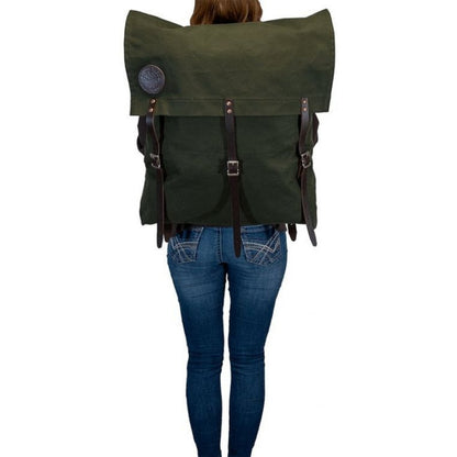 Rugged, durable camp backpack made in the USA, designed for outdoor adventures with and multiple compartments for gear.