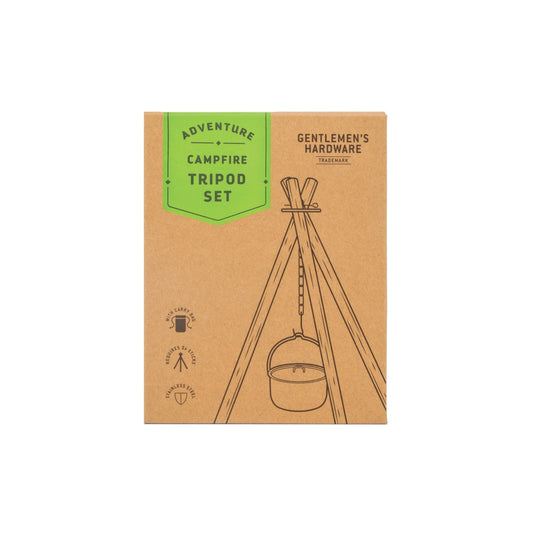 Small Campfire Tripod Set, perfect for outdoor cooking and camping, offering compact design and durable construction for a convenient campfire setup