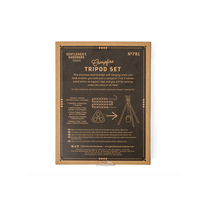 Small Campfire Tripod Set, perfect for outdoor cooking and camping, offering compact design and durable construction for a convenient campfire setup