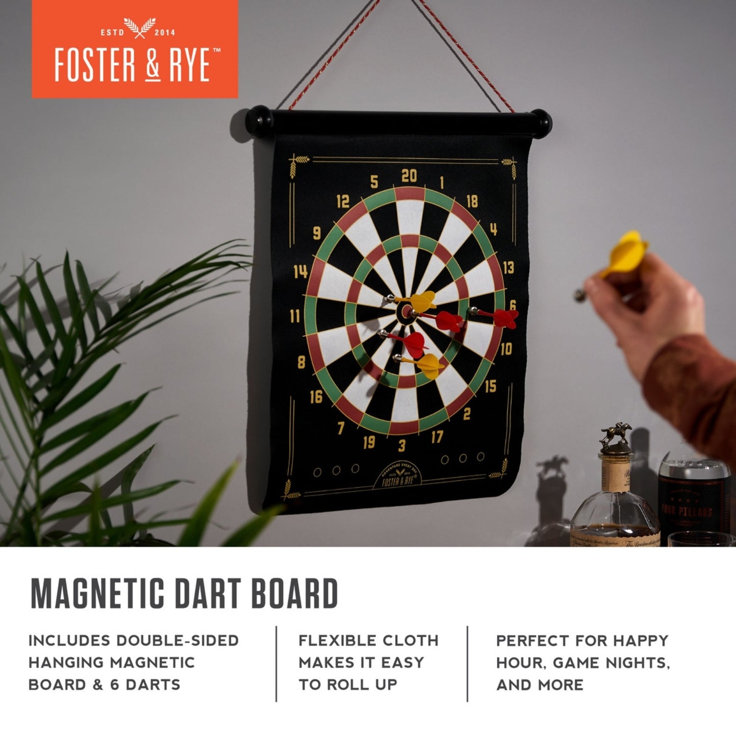 Magnetic dart board with vibrant design, safe for all ages, ideal for indoor games and recreational play, featuring strong magnetic darts