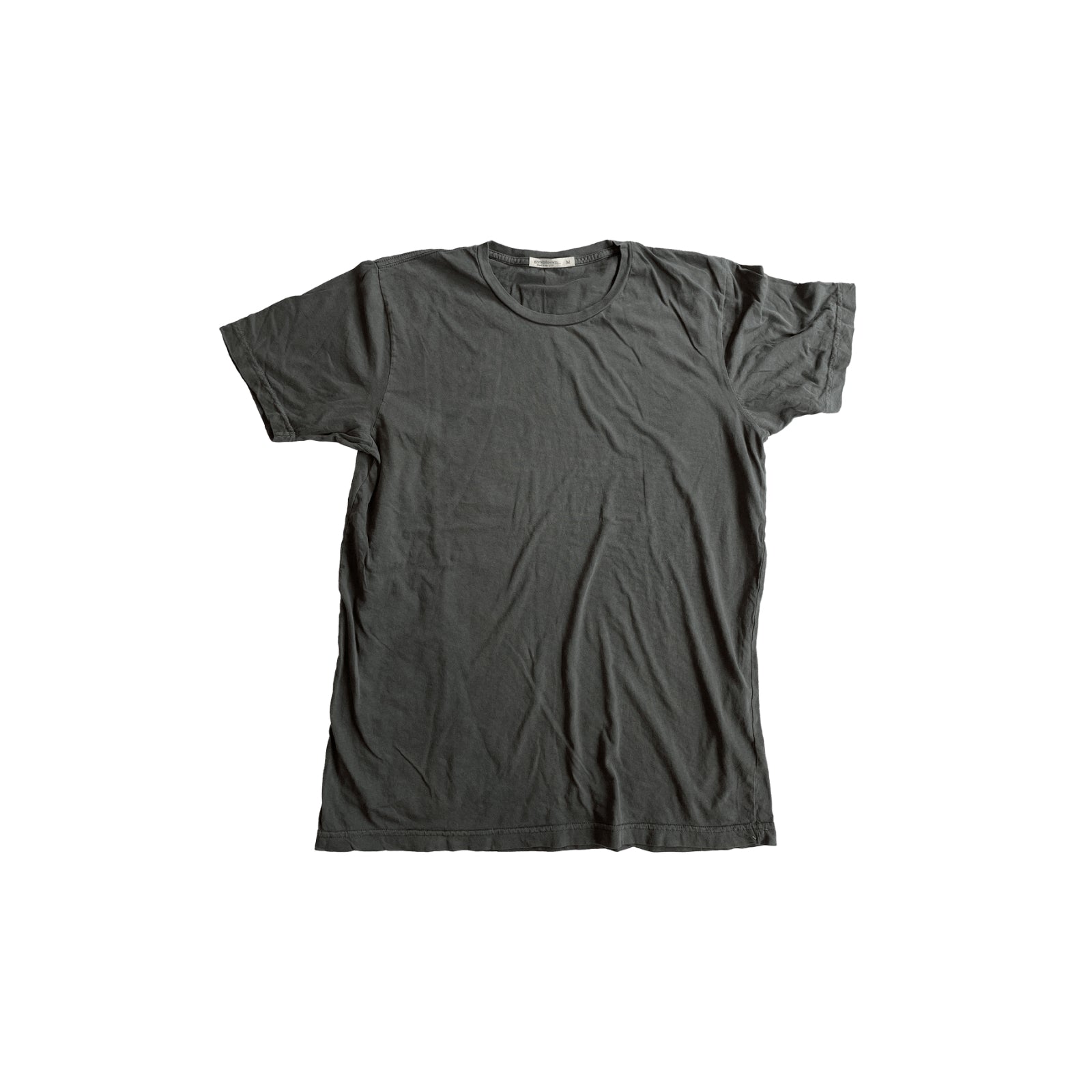 Grey colored ultra-soft jersey tee made in the USA, featuring a comfortable fit and high-quality fabric, perfect for everyday wear with a casual, relaxed style.