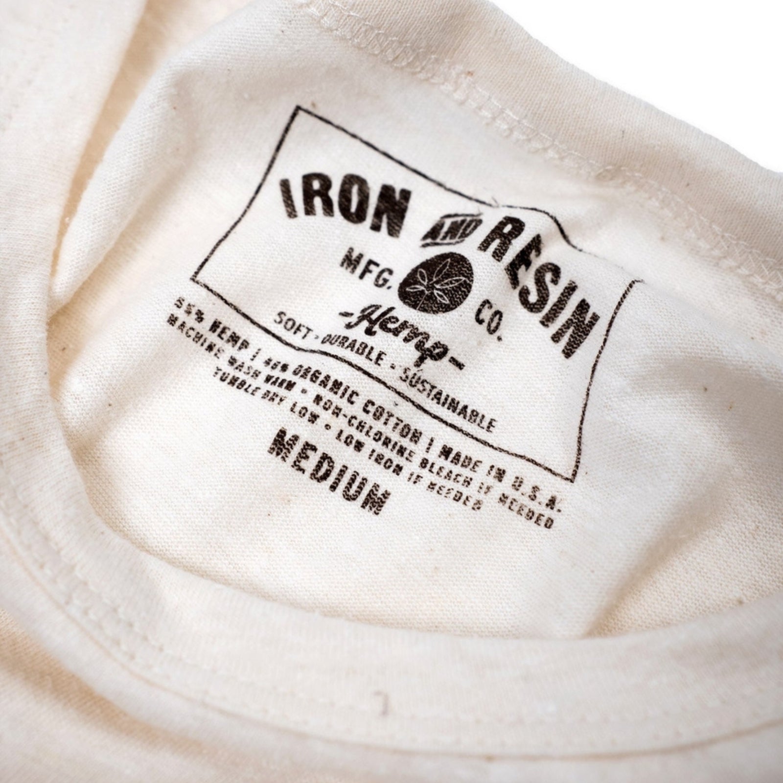 Organic hemp t-shirt in natural color, showcasing a soft, eco-friendly fabric with a relaxed fit.