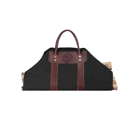 Durable log carrier made of heavy-duty fabric, designed for easily transporting firewood with sturdy handles for added convenience.