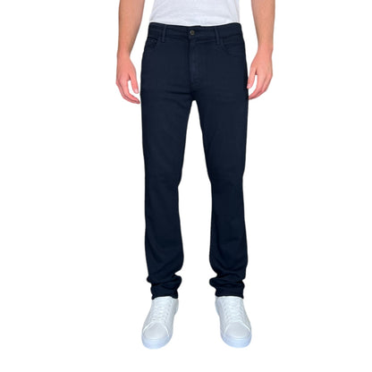 Navy colored athletic fit jeans for men. Featuring a modern slim fit, perfect for casual wear.