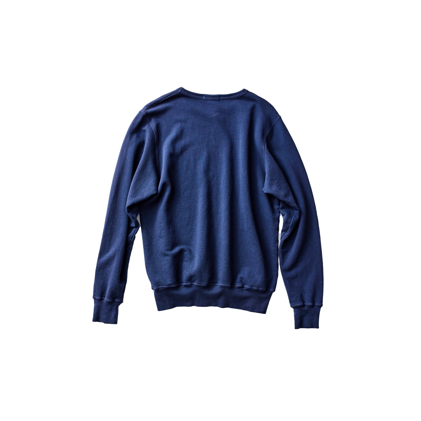 Classic navy vintage terry sweatshirt made from premium cotton, crafted in the USA, offering a soft, comfortable fit with a timeless, retro style.