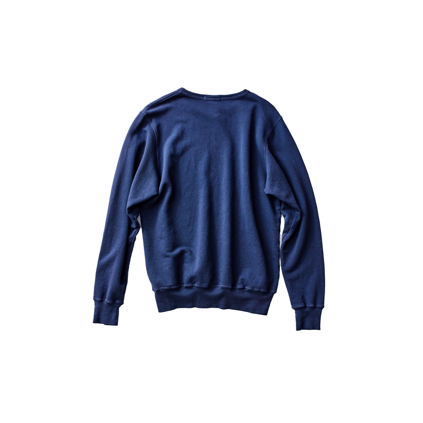 Classic navy vintage terry sweatshirt made from premium cotton, crafted in the USA, offering a soft, comfortable fit with a timeless, retro style.