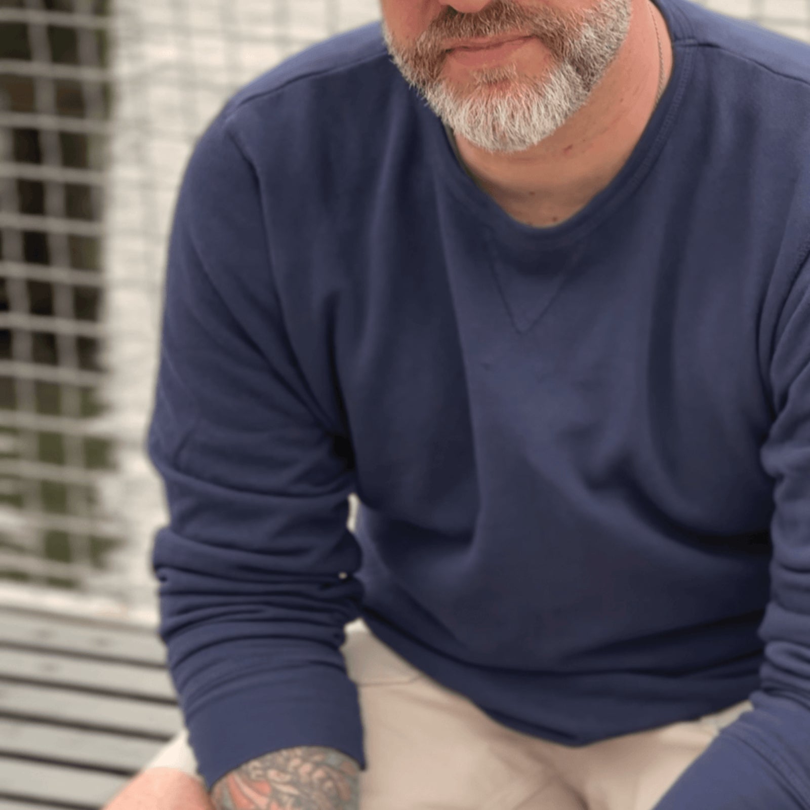 Classic navy vintage terry sweatshirt made from premium cotton, crafted in the USA, offering a soft, comfortable fit with a timeless, retro style.