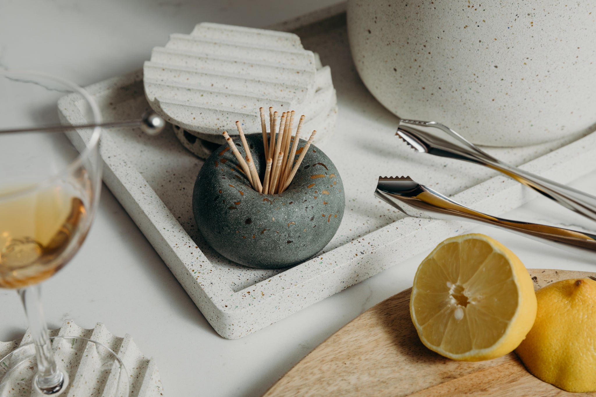Palo Santo / Toothpick / Matchstick Holder | Dark Green Terrazzo