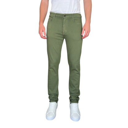 Sage colored athletic fit jeans for men. Featuring a modern slim fit, perfect for casual wear.