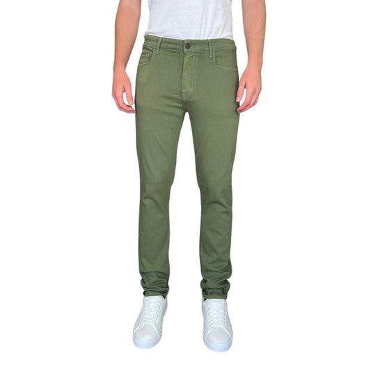 Sage colored athletic fit jeans for men. Featuring a modern slim fit, perfect for casual wear.