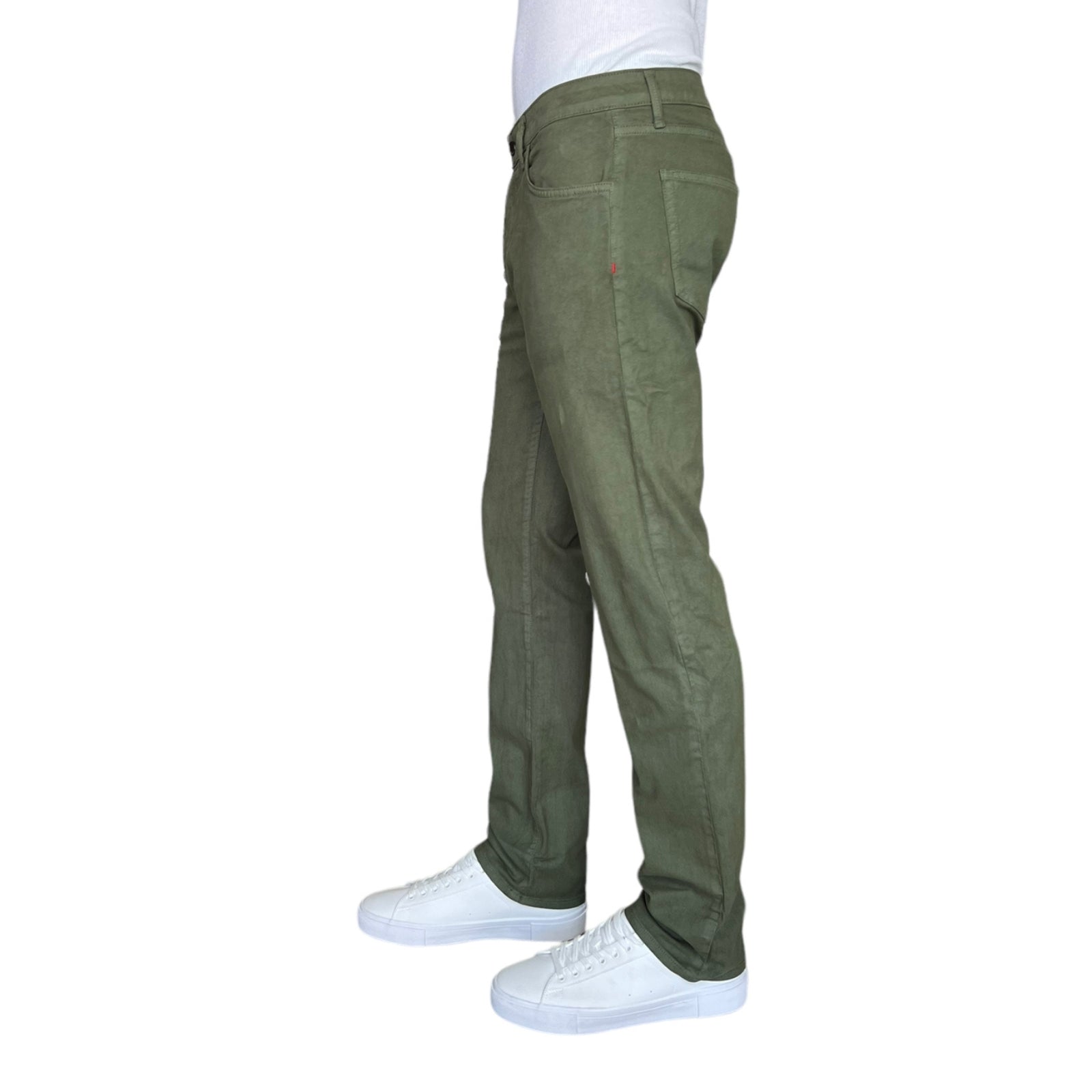 Sage colored athletic fit jeans for men. Featuring a modern slim fit, perfect for casual wear.