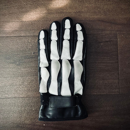Skeleton motorcycle gloves for protection and style, durable gear with skeleton design for bikers.
